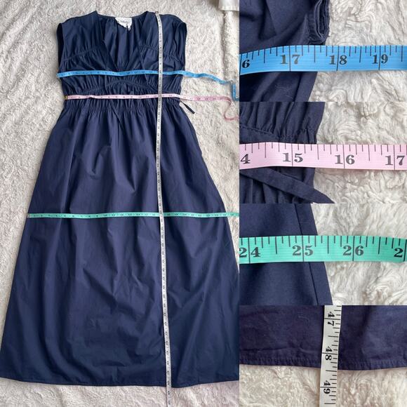 ba&sh marana lady dress marine navy blue maxi midi cotton sundress long XS - Picture 5 of 14